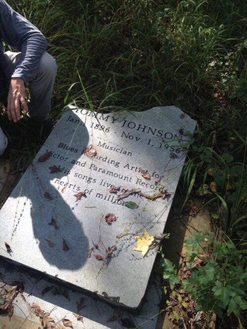 The broken headstone of Tommy Johnson (Photo: T. DeWayne Moore)